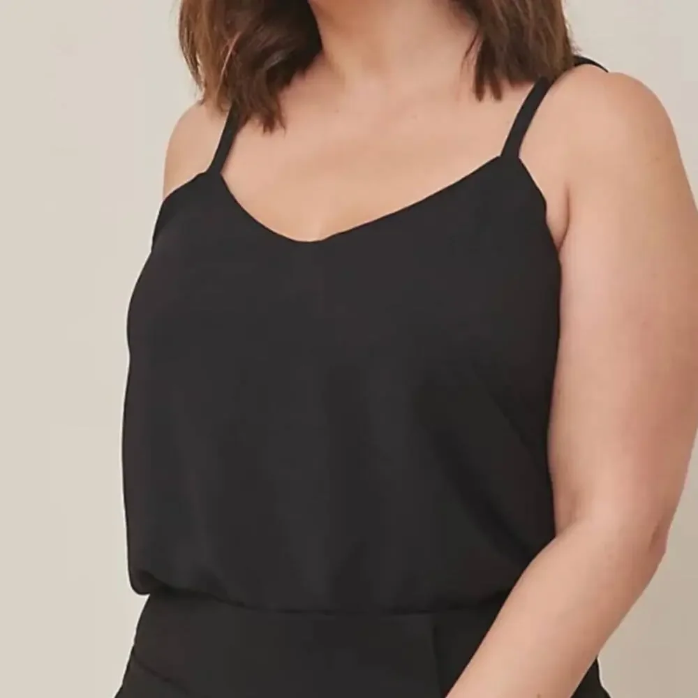 TORRID Black V-Neck Adjustable Strap Chiffon Camisole Top Size 2 (2XL)